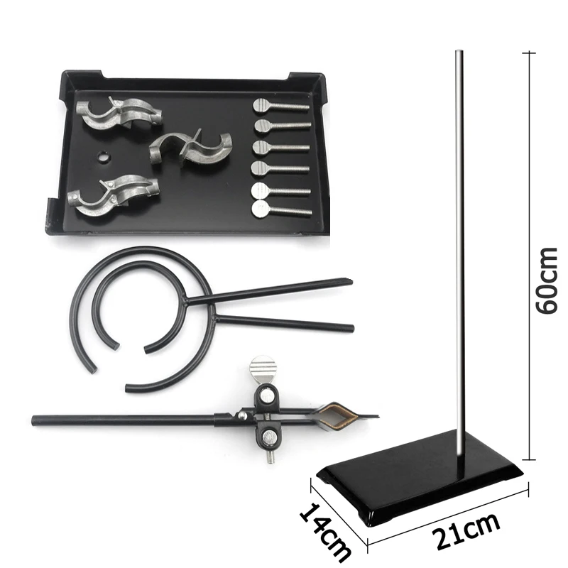 

60CM Medical Laboratory Research Retort Support Stand Platform Set with Flask Clamp Clip Ring Bosshead Metal Grip Burner Holder