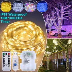 Remote IP67 LED String Lights Christmas Decoration Outdoor Lights Garland Fairy Lights Home Ornaments Holidays Christmas Lights