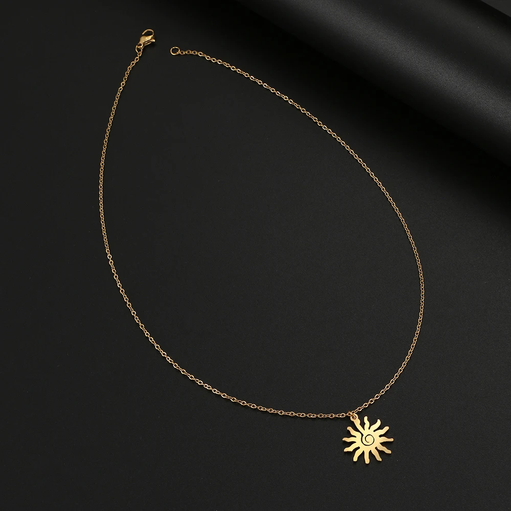 Stainless Steel Necklaces Spiral Sun Pendants Chain Choker Jewellery Fashion Necklace For Women Jewelry Wedding Party Gifts