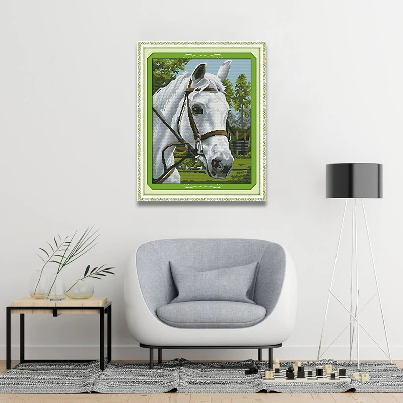 Joy sunday white horse Pattern DIY Handmade Needlework DMC 14ct 11ct Cross stitch kit and Precise Printed Embroidery Set