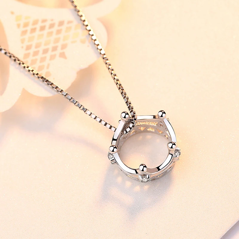 Nowy wykwintne korona wisiorek z cyrkonią naszyjnik 925 Sterling Silver moda Rhinestone Collarbone naszyjniki kobiety i dziewczyna biżuteria prezent — zdjęcie 5