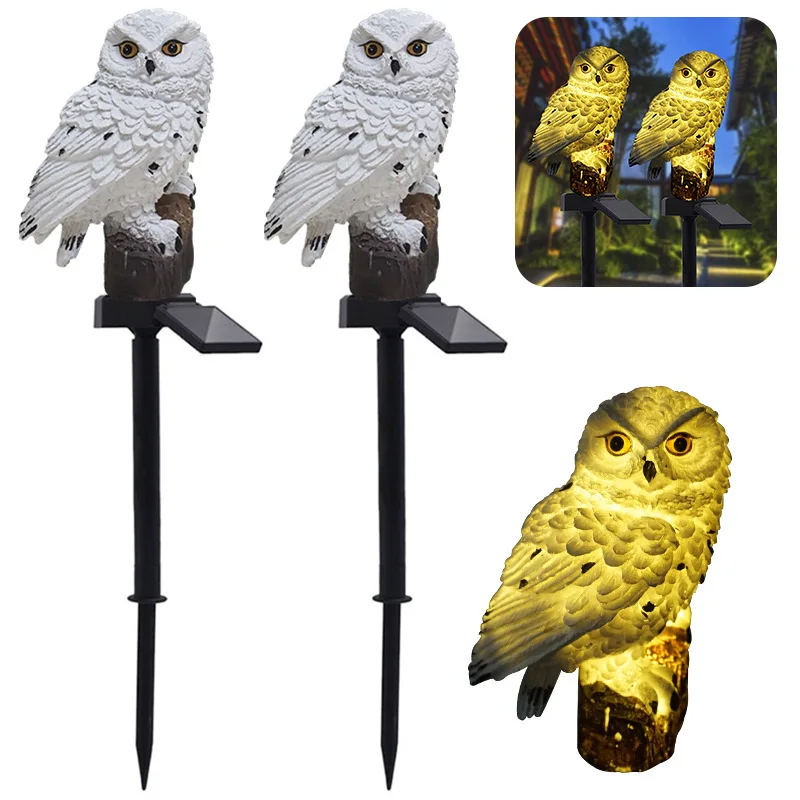 

Modern Led Solar Owl Lawn Patio Floor Lamps Outdoor Garden Villa Art Deco Landscape Floor Light Owl Ground Plug Standing Lamp