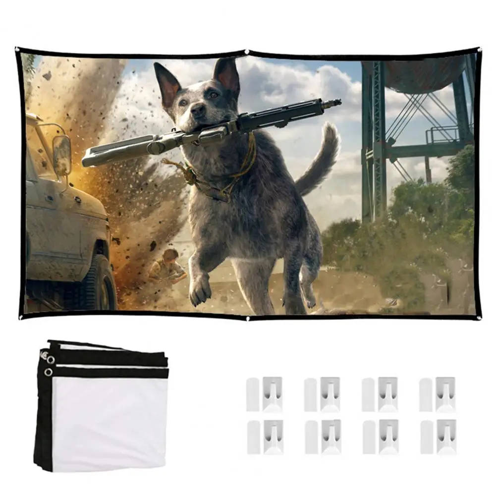 High Brightness Reflective Projector Screen 60 100 130 inch 16:9 Fabric Cloth Projection Screen for Espon Ben-q Home Beamer