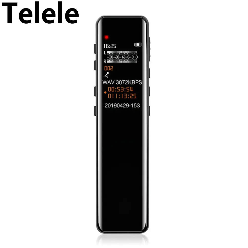 telele-hdデジタルボイスレコーダー、液晶カラフルスクリーン、ノイズリダクション、ディクタフォン、usb充電式、オーディオレコーダー