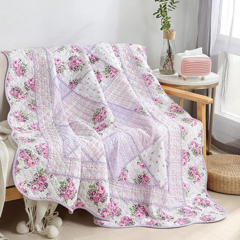 Floral Print Cotton Quilt Bedspread on The Bed Applique Duvet Quilted Blanket European Coverlet Plaid Cubrecam Bed Cover Colcha