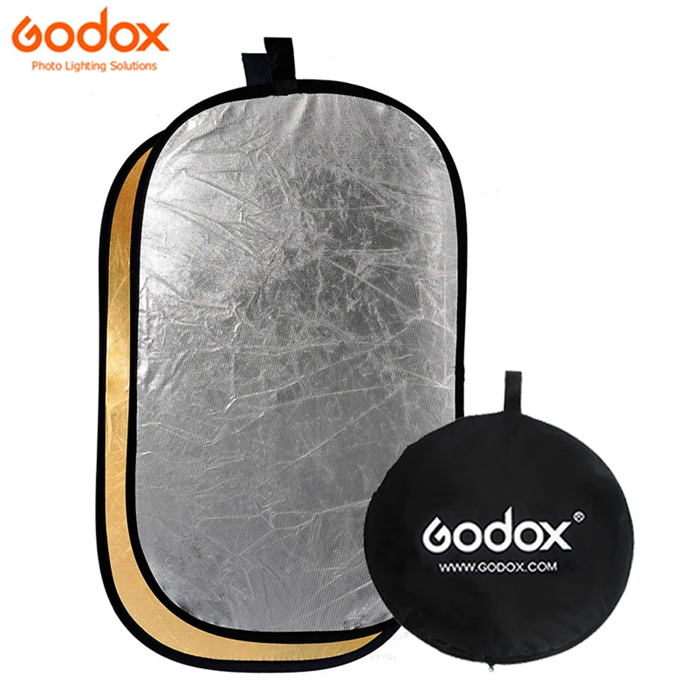 Godox 90*120cm/35x47 "60*90cm/24x35" 2 in 1 Studio zusammen klappbare ovale Reflektor-Trage tasche aus Gold und Silber