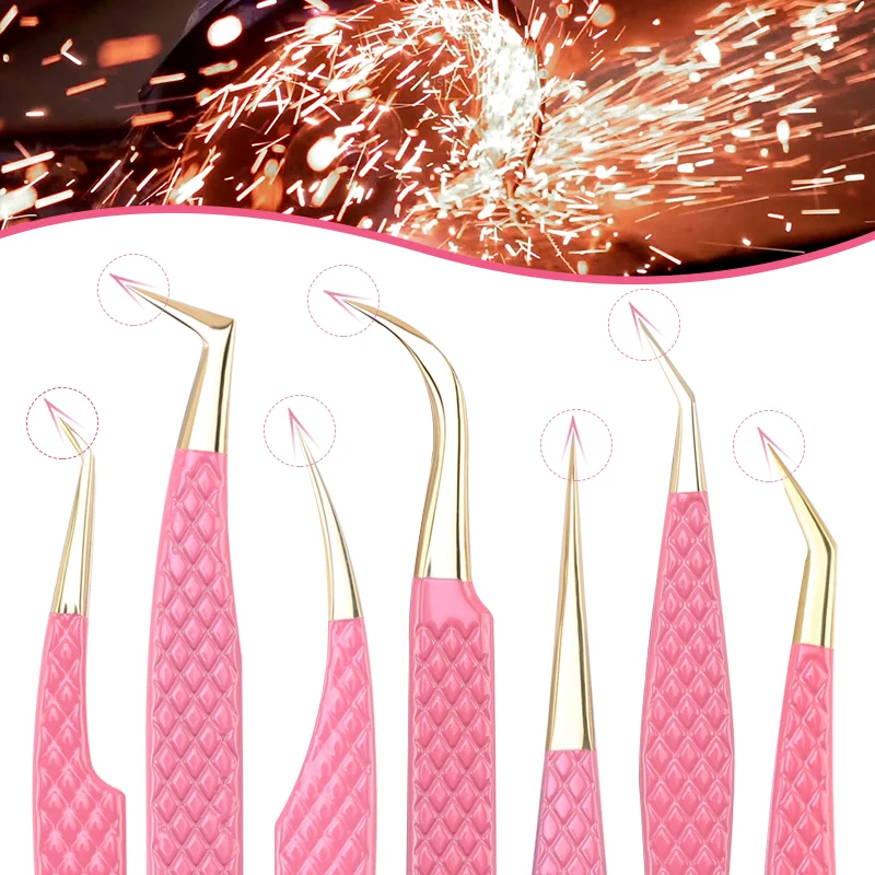 3Pc Eyelash extension Tweezers Set With Bag Stainless Steel Accurate 3D Volume Fan Lash Eyebrow Tweezer Makeup Tools Accessories