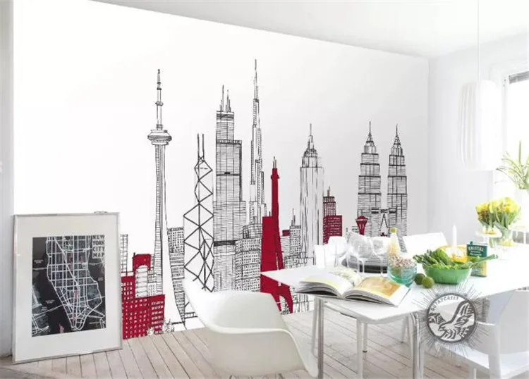 

Hand-paint 8d Large Papel Murals City Building Wallpaper Murals for office Living Room Sofa Background 3d Wall Mural Wall paper