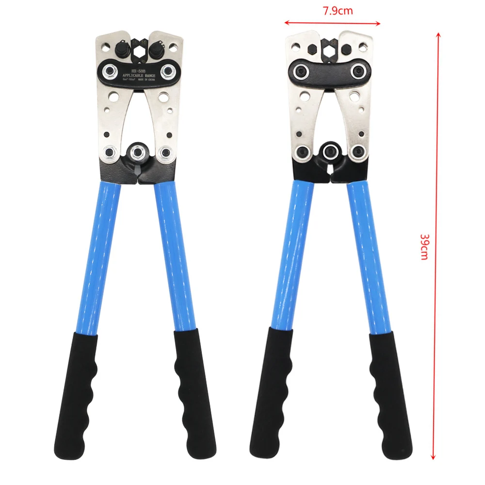 Imagem -05 - Bateria Cabo Lug Crimping Tool 101awg Terminais de Anel de Cobre kt Tamanhos Cabo Lugs Grupo Heavy Duty Fio Crimper Ferramenta Hx50b