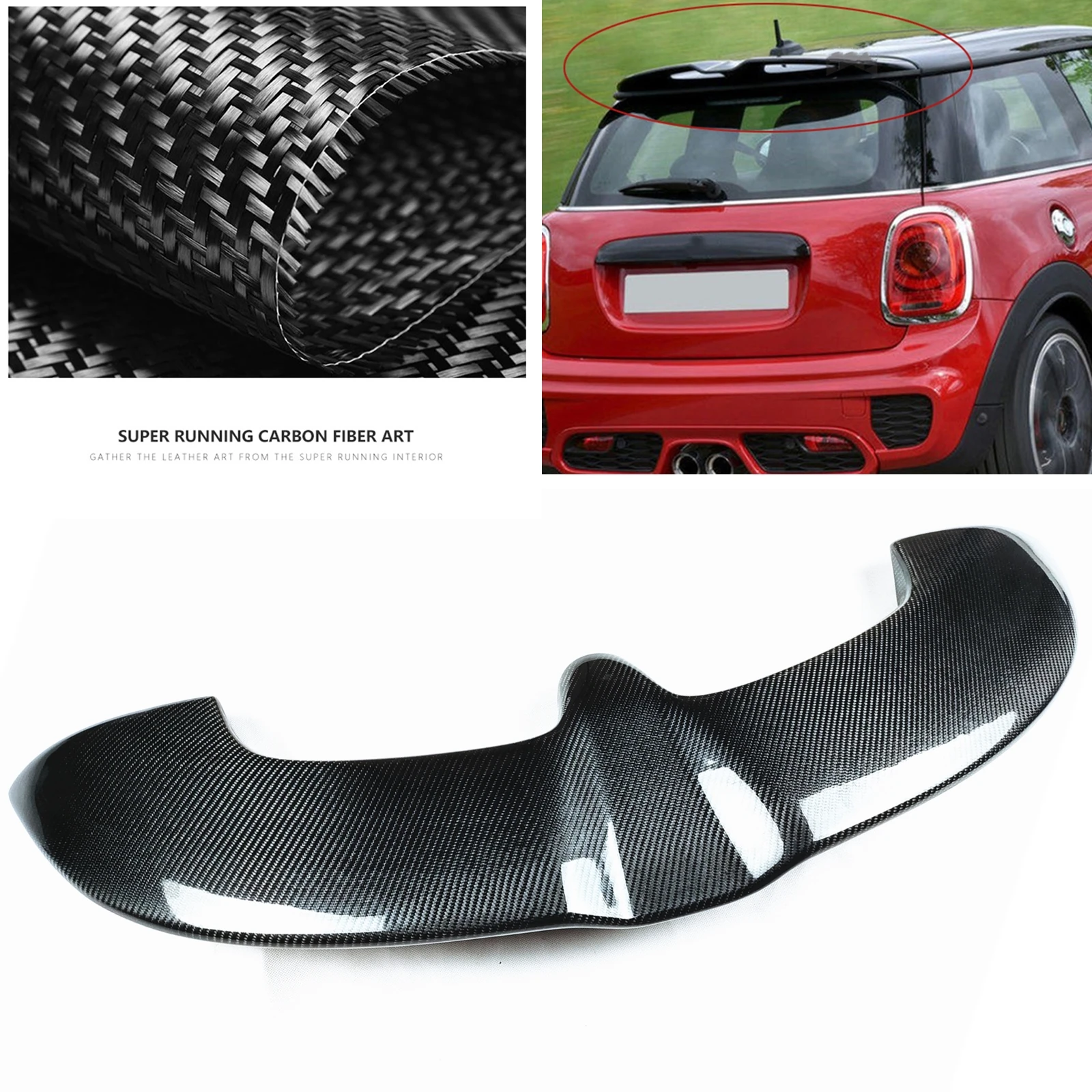 

For Mini Cooper S F56 2013 2014 2015 2016 2017-2023 Rear Spoiler Roof Wing Real Carbon Fiber Tail Gate Trunk Window Splitter Lip