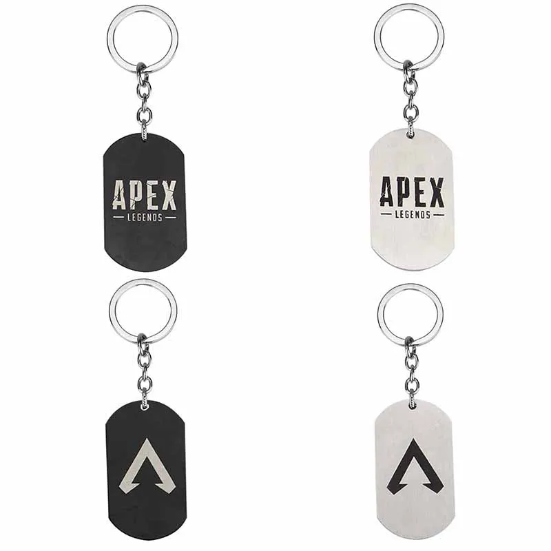 Hot FPS Game Apex Legends Keychain Fashion Stainless Steel Metal Square Shape Logo Engraved Keyrings Gift Souvenirs Jewelry