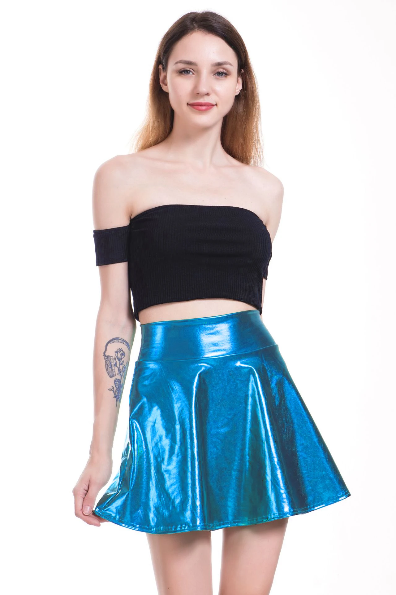 

Shiny Metallic A-line Skirt Umbrella Skirt Stage Dress Symphony Shiny Pleated Women's Skirt