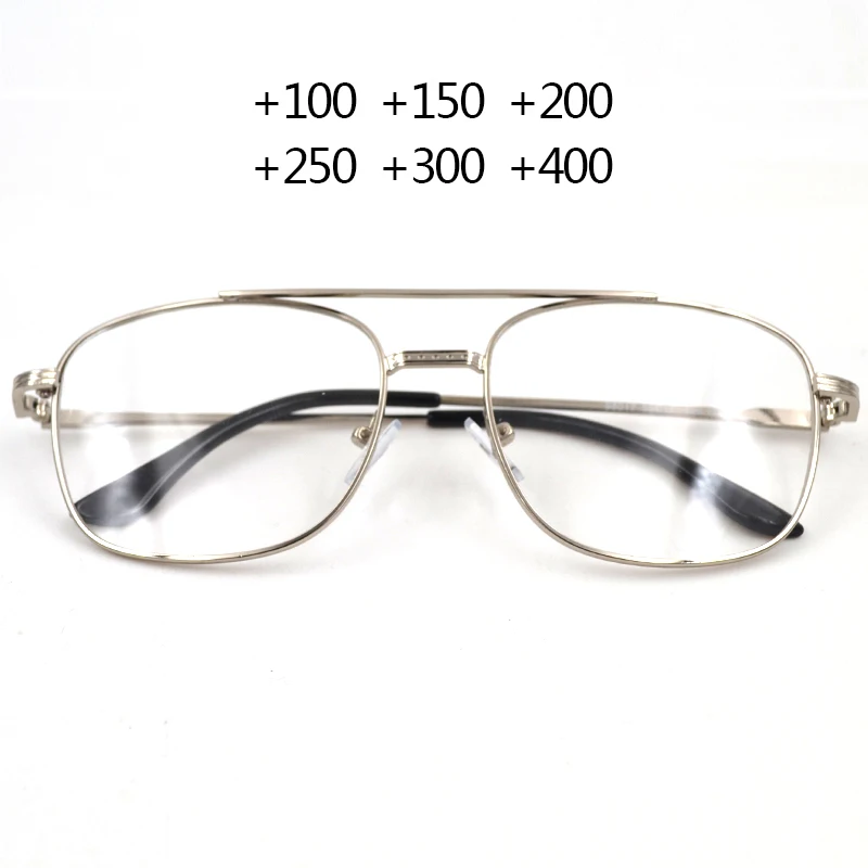 

New Bussiness Man Reading Glasses Rectangle Half Metal Frame Presbyopia Spectacles Leopard Eyewear