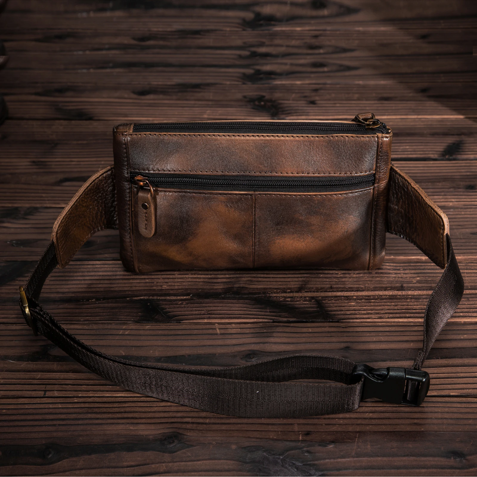 Cowhide Leather men Casual Fashion Travel Fanny Waist Belt Bag Chest Sling Bag Design Bum 7\