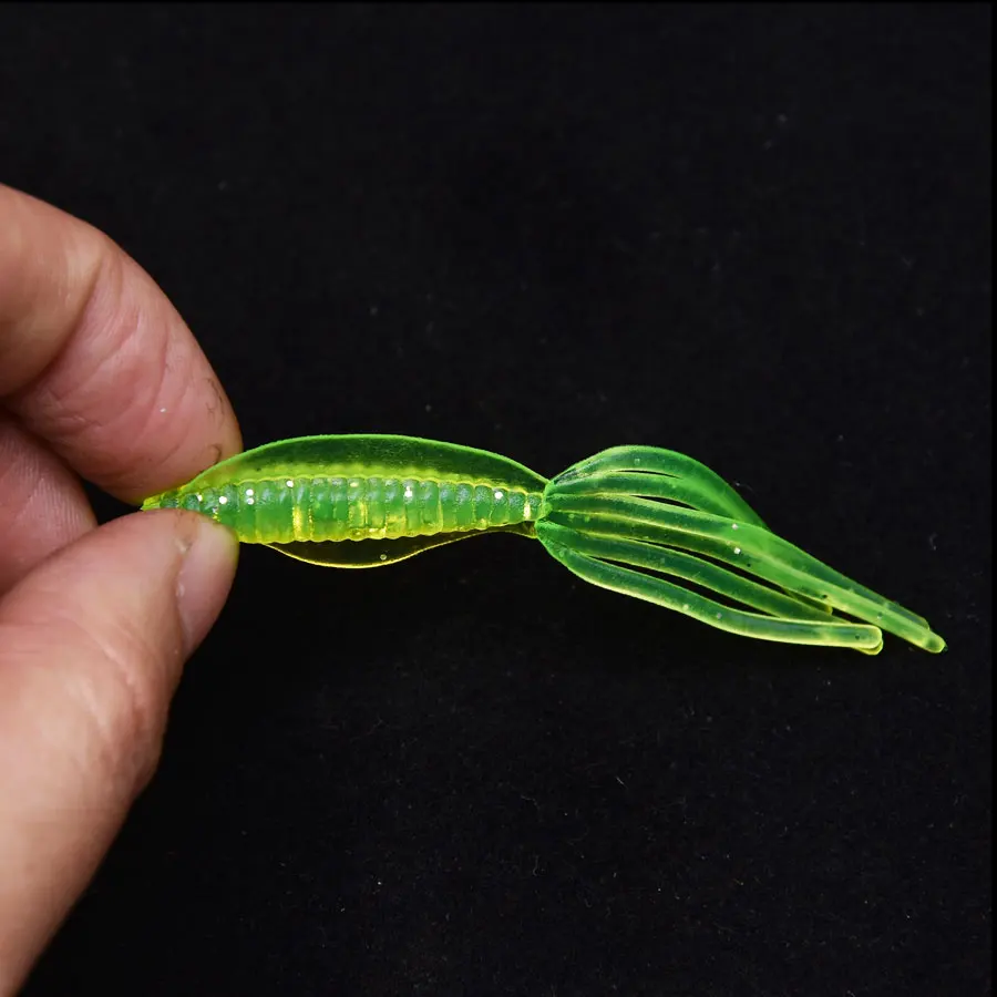 JYJ  20pcs 6cm Squid Soft grub Baits Fishing Soft Lures Wobblers Silicone Worm Jig Head for Fishing Artificial Baits Isca Pesca