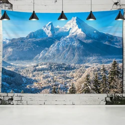 Snow Mountain Natural Scenery Tapestry Wall Hanging River Hippie Mattress Bohemian Bedroom Living Room Home Decor