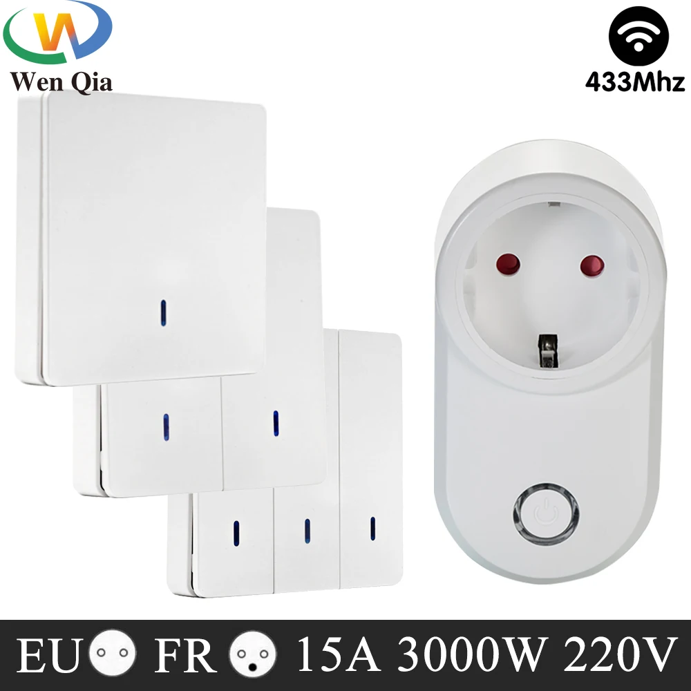 EU Universal 433MHz Smart Socket Wall Embedded Plug with Wireless Remote Control Wall Switch for Light Home Electronic ON OFF