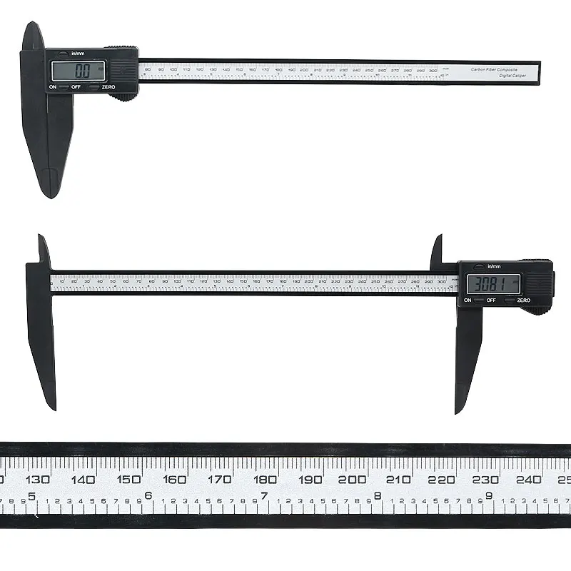 Digital Vernier Caliper 0-300/200Mm Rentang Ukuran Besar Kaliper Plastik Ukuran Panjang Rahang Luar Diameter Dalam Pengukuran Langkah