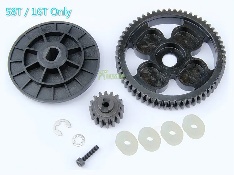 Metal Clutch Bell and 58T/16T and 55T/19T Metal Gear Set Fit for 1/5 HPI ROVAN KM BAJA 5B 5T 5SC