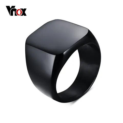 Men's Black Punk Rock Signet Ring VNOX