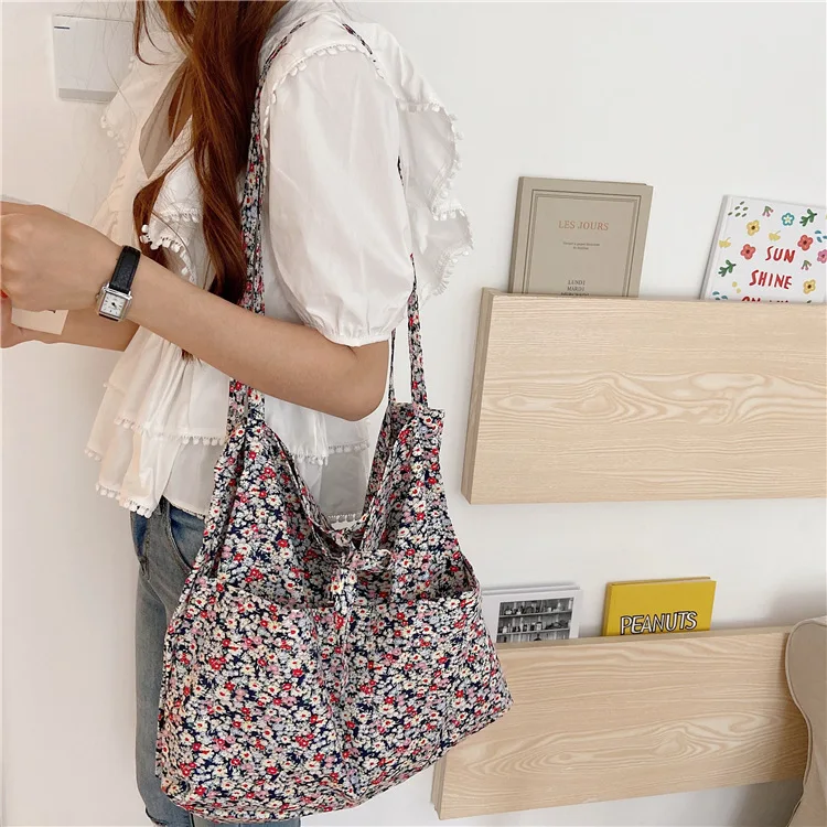 

Forest canvas bag women shoulder bag female student green Tote Handbag Solid Cloth Fabric Soft Ecofriendly Reusable Shopping Bag