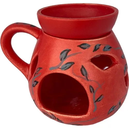 Wish By Konakoğlu Ceramic Decorative Censer Red black leaf pattern