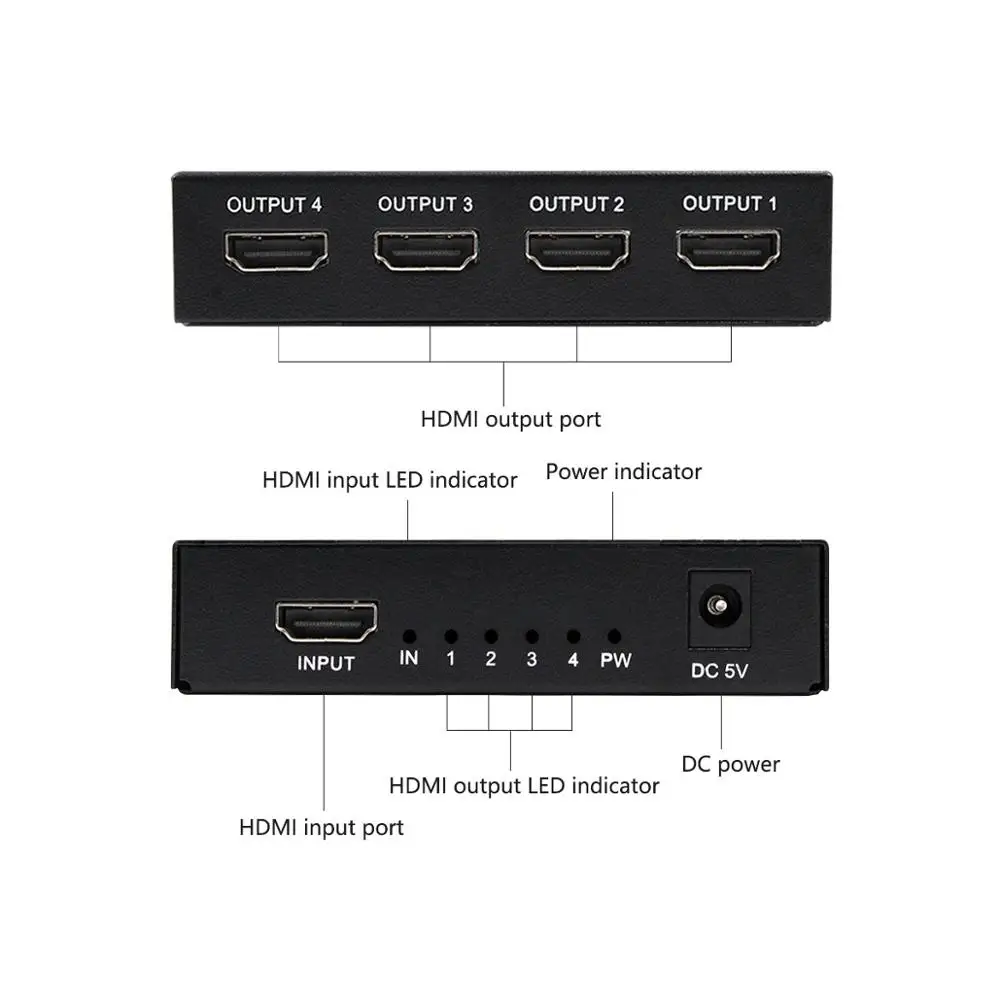 4K 2K 1X4 Hd Mi Splitter Full Hd 1080P Video Hd Mi 1 In 4 Out Schakelaar switcher Display Voor Smart Tv Monitor Projector Mi Box3 Ps4