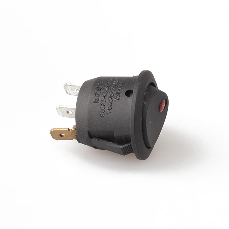 Sakelar Rocker Perahu 3Pin KCD2-101NM Posisi Snap-In SPST dengan Tembaga Lampu Merah