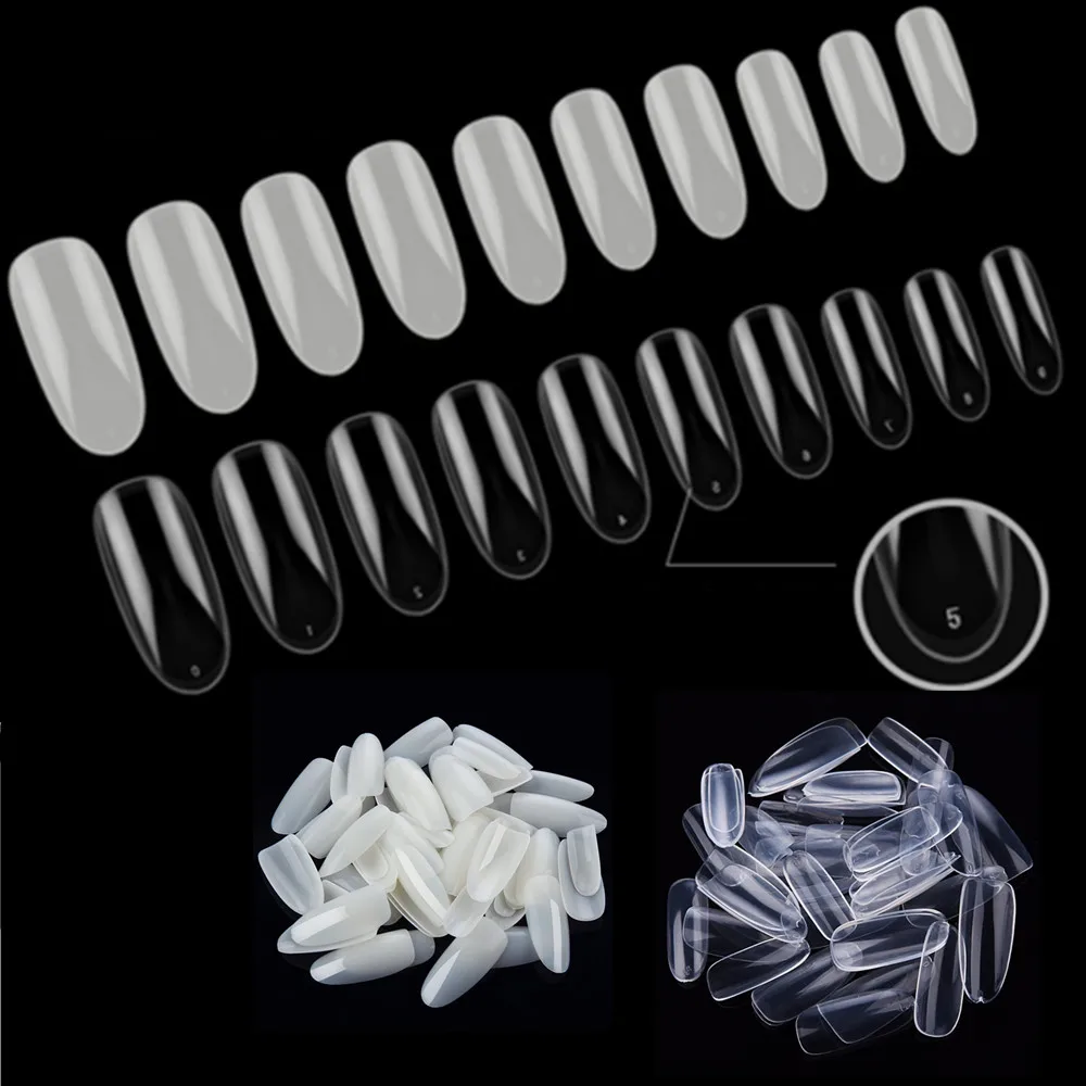 100 Bags Oval False Nails 500Pcs Round Nail Tips Natural White Clear Full Cover Acrylic nails Wholesale Press on Nails A0014