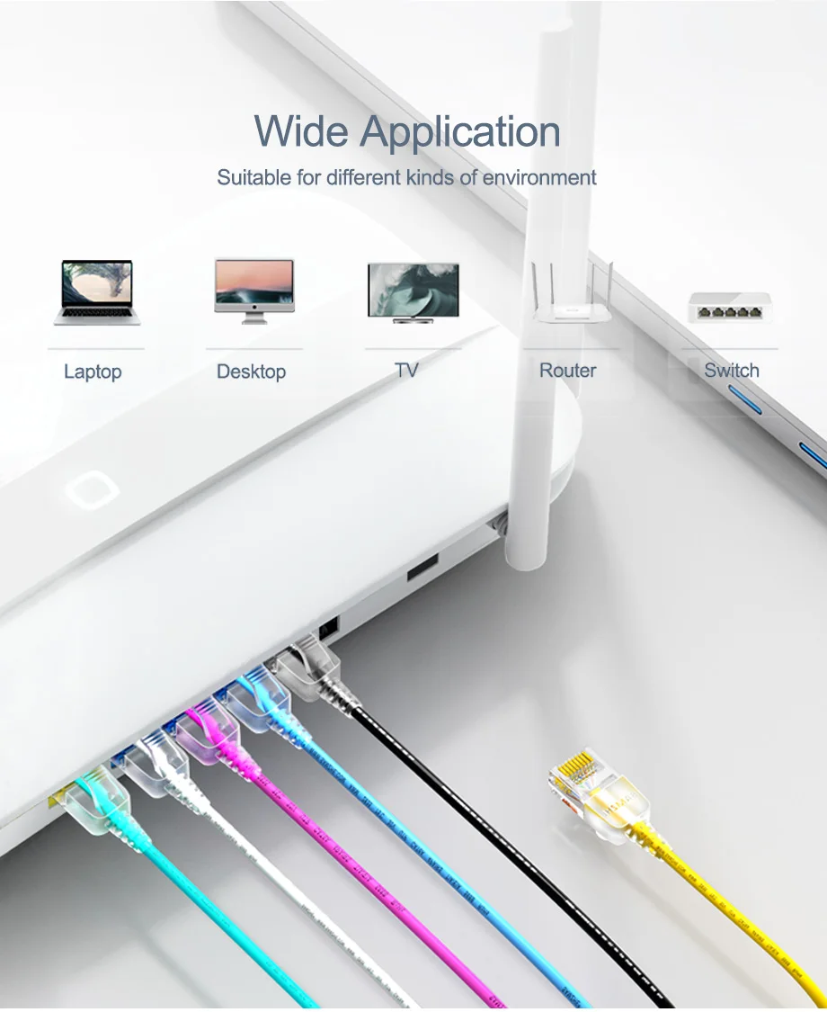 SAMZHE Cat6 Ethernet-Kabel Cat 6 10 Gbit/s Netzwerk-Flach-LAN-Kabel für Router RJ45 Laptop TV Box Netzwerkkabel Patchkabel – Detail 14