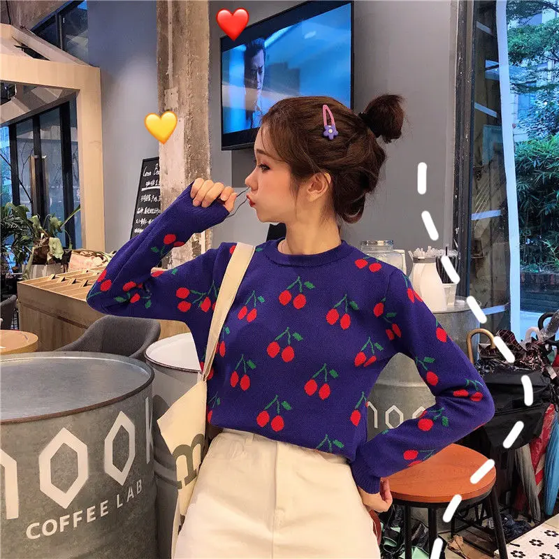 round Neck Sweater Pullover Loose Sweater Coat Women\'s Woman Sweaters Femme Chandails Pull Hiver