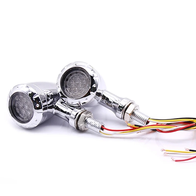 2pcs Motorcycle LED Two-Color Turn Signal Light Flexible Indicator Flashers Pointer 12V 1.2W For Cafe Racer Modified Accessories