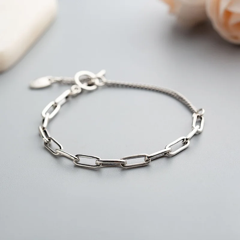 Link Chain  Daisy Bracelet For Women 925 Sterling Silver Geometric Rigour Gift Fit Charm Fine Jewelry Party Gifts