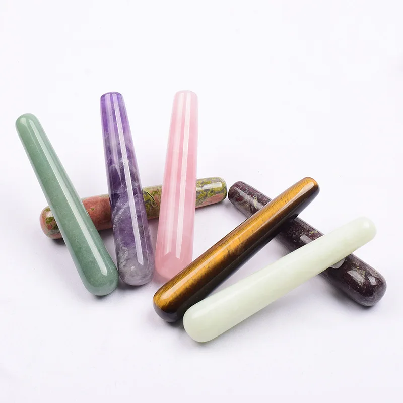 Rose Quartz Yoni Wand Natural White Crystal Massage Wand Obsidian Yoni Stick Natural Stone Body Massage Stick Face Massager Bar