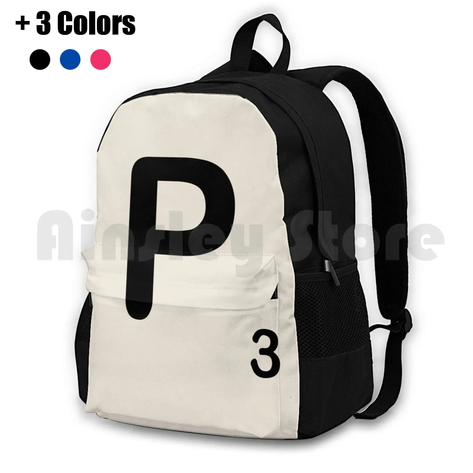 Scrabble Tile P Outdoor Hiking Backpack Waterproof Camping Travel Scrabble Tile Letter Letters Spell Geek Geeky Nerd Nerdy Game