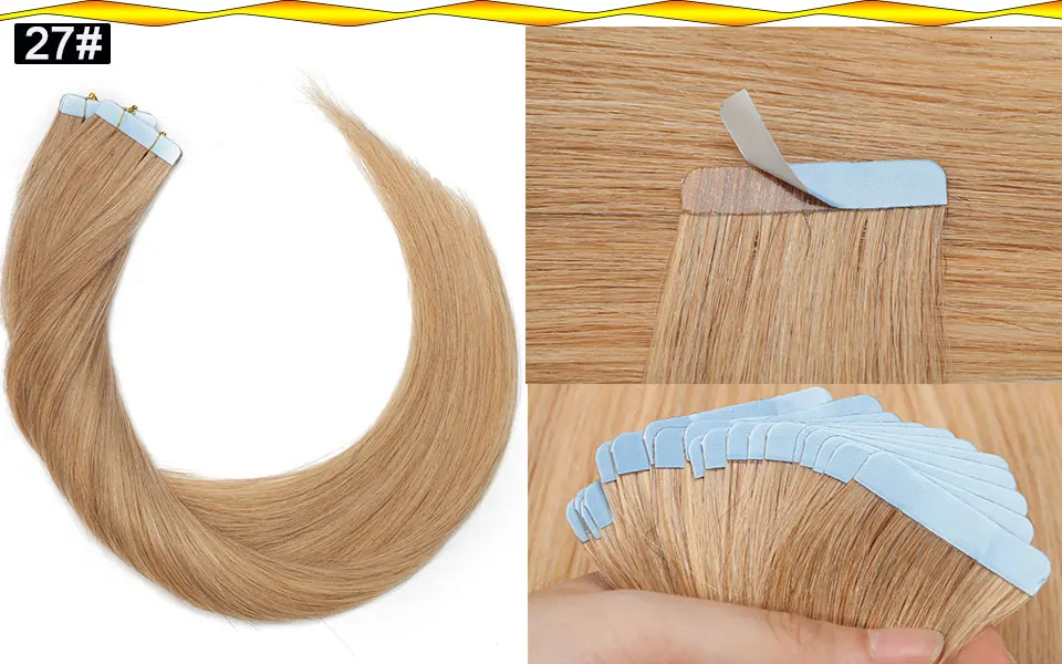 SEGO 2,5 g/Stück, gerade Tape-In-Haarverlängerungen, Echthaar, Skin Weft Tape Hair, nahtlos, unsichtbar, doppelseitiges Klebeband, 20 Stück – Detail 8