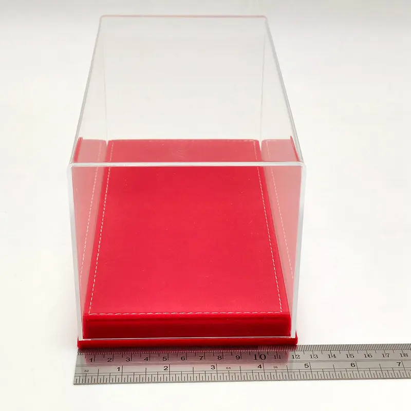 Acrylic Case Thicken Display Box Models Car Transparent Dustproof Red Flannel Bottom 23cm