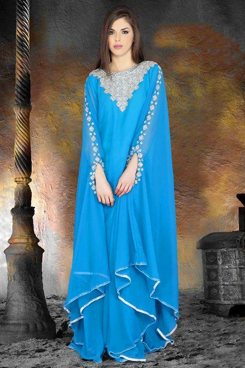 New Arrival 2022 Arabic Dubai Abaya Kaftan Long Sleeve Chiffon Beaded Arabic Evening Prom Gown plus mother of the bride dresses