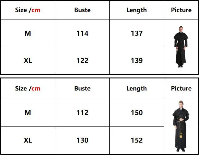 ผู้ใหญ่ Clergyman Priest เครื่องแต่งกายผู้ชายศาสนามิชชันนารี Pastor เครื่องแต่งกายฮาโลวีน Purim Party Mardi Gras ชุดแฟนซี