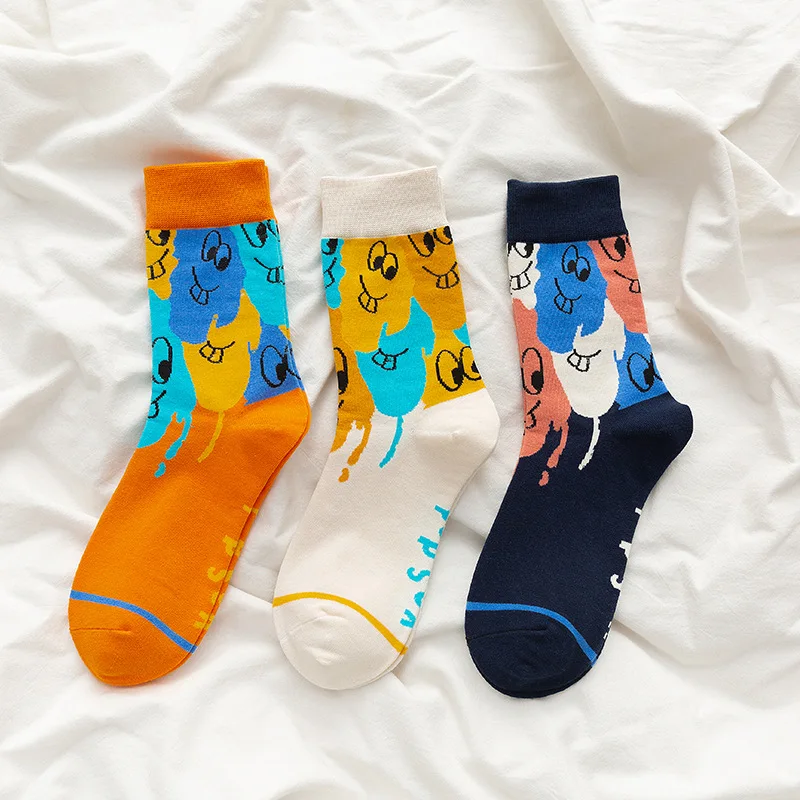 Women Cute Cartoon Anime Middle Tube Sweet Socks High Quality Casual Cotton Personality Fashion Tide All-match Socks For Girls