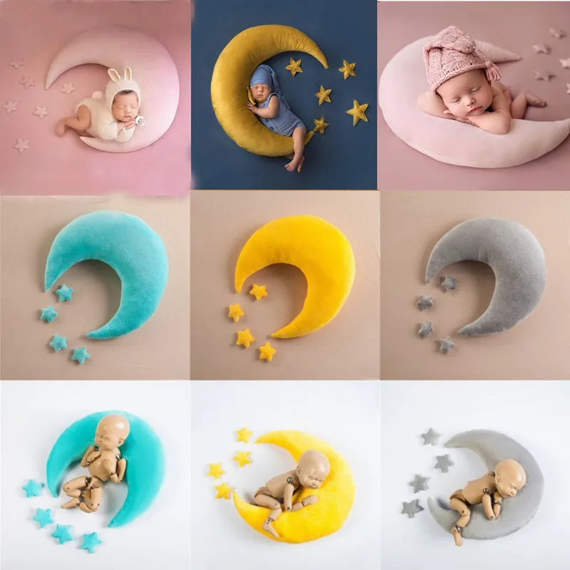 Newborn Photography Props  Moon Star Pillow Basket Cushion  Baby Photo Props Shoot Studio Accessories