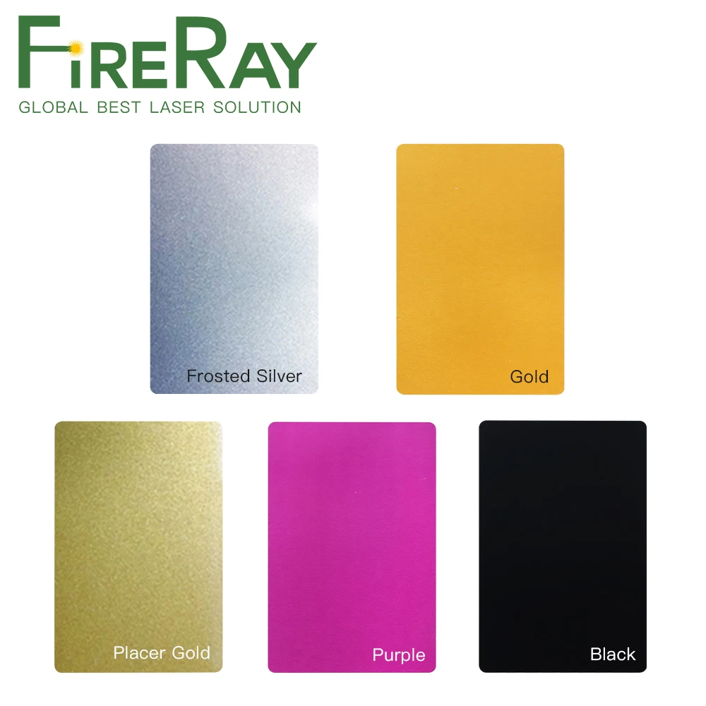 FireRay 50/100Pcs Thickness 0.3mm Business Name Cards Multicolor Aluminium Alloy Metal Sheet Testing for Laser Marking Machine