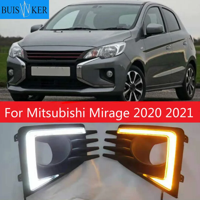 

LED Daytime Running Light For Mitsubishi Mirage 2020 2021 Yellow Turn Signal Relay Waterproof 12V DRL Fog Lamp Decoration