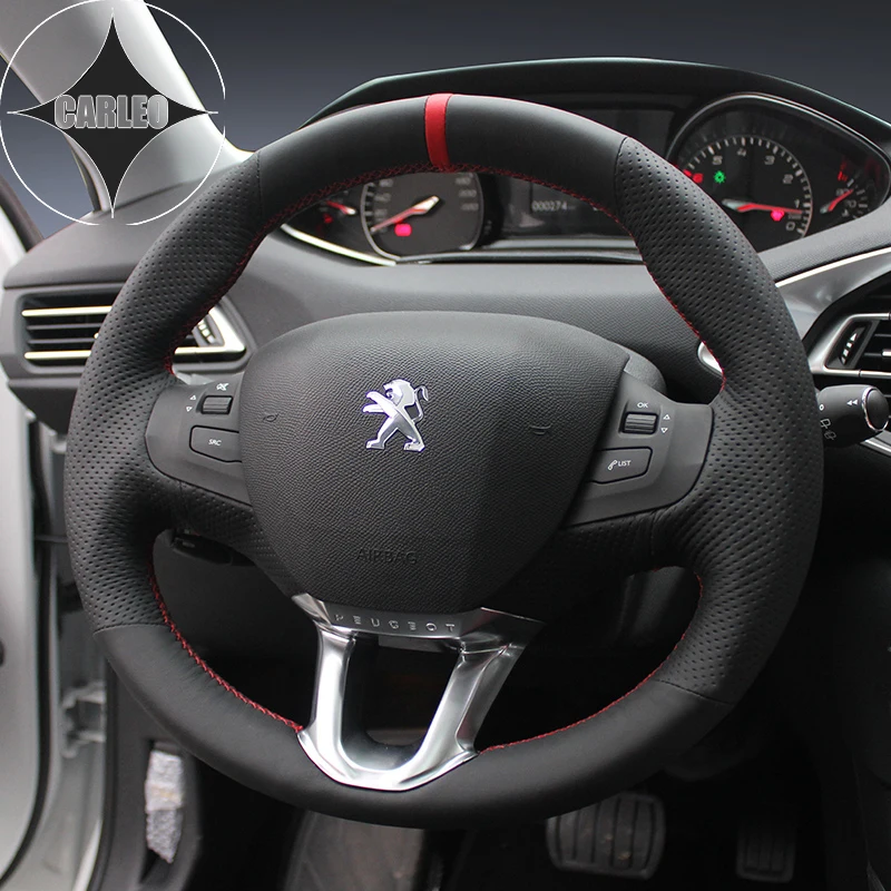 

Car Steering Wheel Cover for Peugeot 206 207 307 3008 408 508 RCZ Genuine Suede Leather Stitching Handmade Customized Holder