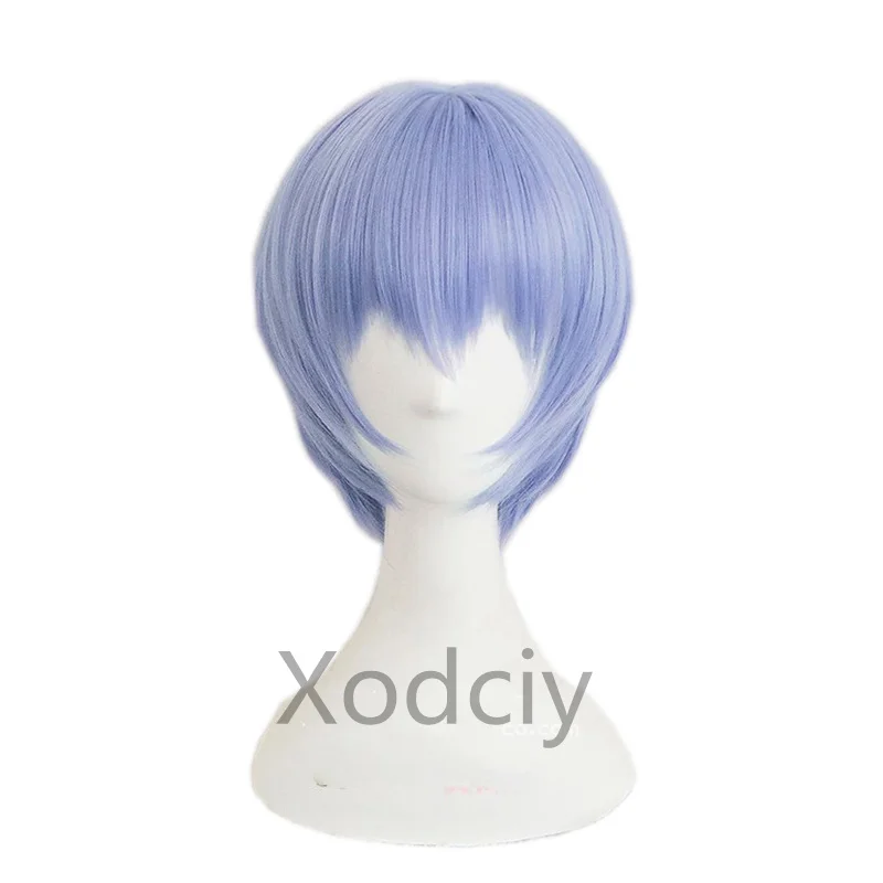 EVA Ayanami Rei Wig Short Light Blue Heat Resistant Synthetic Hair Cosplay Headwear Haripins + Wig Cap