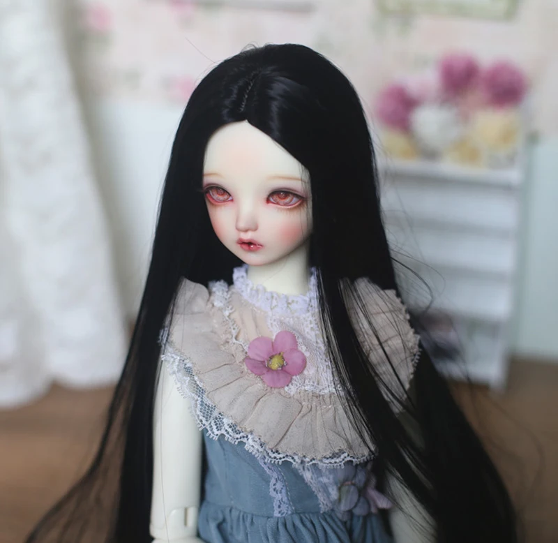 1/3 1/4 1/6 Bjd Wig High Temperature Bangs straight long hair Silver gray black Hair For MSD SD Yosd Doll Wig doll Accessories