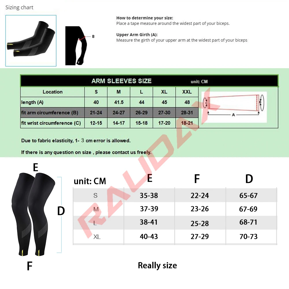 Raudax-Black Arm Leg Warmers, Leg Sleeve, Thermal, Cycling, MTB, Bicycle, Running, Racing, MTB, Bike, Winter, 2023