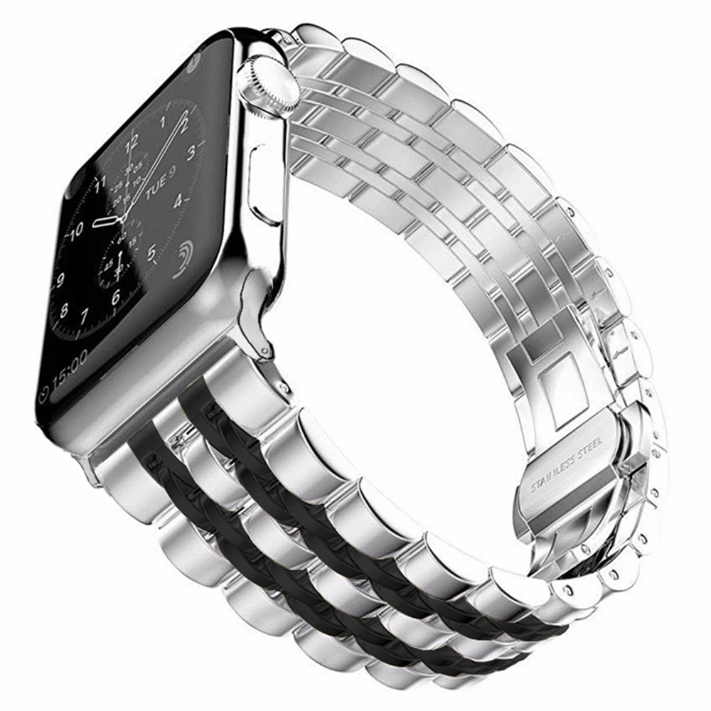 Correa de acero inoxidable para Apple Watch, pulsera de repuesto para iwatch Series 9, 8, 7, 6, se, 5, 4, 44, 45 y 40mm, 49mm