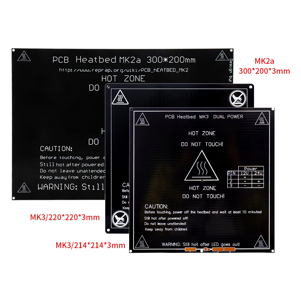 PCB Heated Bed For Prusa MK2A MK3 3D Printer Hot bed Plate 12V 24V 150/214/220/300mm Printing Platform