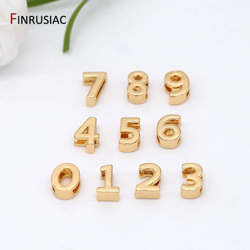 Simple Number 0-9 Number Beads Pendant For Beaded Bracelet Jewelry Making, Gold Plated Handmade DIY Beads Jewelry Accessories